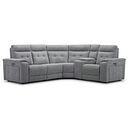 Juno Left Hand Corner Electric Recliner Sofa With Wireless Charging Console and Power Headrests in Amigo Granite Fabric