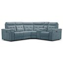 Juno Left Hand Corner Electric Recliner Sofa With Wireless Charging Console and Power Headrests in Amigo Mineral Fabric