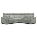 Juno Left Hand Corner Electric Recliner Sofa With Wireless Charging Console and Power Headrests in Amigo Sage Fabric