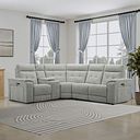 Juno Left Hand Corner Electric Recliner Sofa With Wireless Charging Console and Power Headrests in Hopsack Dove Fabric