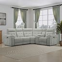Juno Left Hand Corner Electric Recliner Sofa With Wireless Charging Console and Power Headrests in Hopsack Dove Fabric