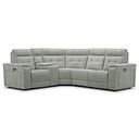 Juno Right Hand Corner Electric Recliner Sofa With Wireless Charging Console and Power Headrests in Amigo Sage Fabric