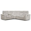 Juno Right Hand Corner Electric Recliner Sofa With Wireless Charging Console and Power Headrests in Koto Turtle Dove Fabric