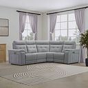 Juno Right Hand Corner Electric Recliner Sofa With Power Headrests in Amigo Granite Fabric