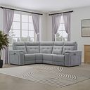 Juno Right Hand Corner Electric Recliner Sofa With Power Headrests in Amigo Granite Fabric