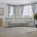 Juno Right Hand Corner Electric Recliner Sofa With Power Headrests in Hopsack Dove Fabric