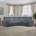 Juno Right Hand Corner Electric Recliner Sofa With Wireless Charging Console and Power Headrests in Amigo Coal Fabric