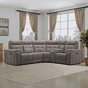 Juno Right Hand Corner Electric Recliner Sofa With Wireless Charging Console and Power Headrests in Amigo Cocoa Fabric