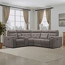 Juno Right Hand Corner Electric Recliner Sofa With Wireless Charging Console and Power Headrests in Amigo Cocoa Fabric