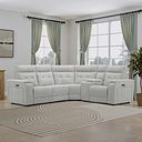 Juno Right Hand Corner Electric Recliner Sofa With Wireless Charging Console and Power Headrests in Amigo Dove Fabric