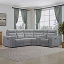 Juno Right Hand Corner Electric Recliner Sofa With Wireless Charging Console and Power Headrests in Amigo Granite Fabric