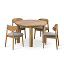 Knightsbridge Natural Round Extending Dining Table and 4 Modern Chair with Verona Mocha Fabric