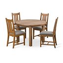 Knightsbridge Rustic Extending Dining Table and 4 Classic Rustic Oak Chair with Verona Mocha Fabric