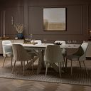 Kobi Ceramic Dining Table with 6 Aria Dining Chairs in Cream with Cappuccino Metal Legs