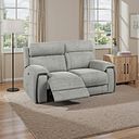 Leo 2 Seater Recliner Sofa with Adjustable Headrests in Billy Joe Dove Grey Fabric