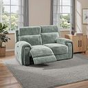 Leo 2 Seater Recliner Sofa with Adjustable Headrests in Descent Pewter Fabric
