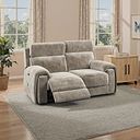 Leo 2 Seater Recliner Sofa with Adjustable Headrests in Descent Taupe Fabric