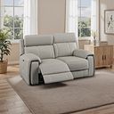 Leo 2 Seater Recliner Sofa with Adjustable Headrests in Taupe Leather