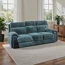 Leo 3 Seater Recliner Sofa in Descent Blue Fabric