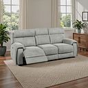 Leo 3 Seater Recliner Sofa with Adjustable Headrests in Billy Joe Dove Grey Fabric