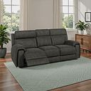 Leo 3 Seater Recliner Sofa with Adjustable Headrests in Billy Joe Grey Fabric