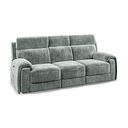 Leo 3 Seater Recliner Sofa with Adjustable Headrests in Descent Pewter Fabric