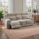 Leo 3 Seater Recliner Sofa with Adjustable Headrests in Descent Taupe Fabric