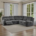 Leo Large Corner Recliner Sofa in Descent Charcoal Fabric
