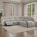 Leo Large Corner Recliner Sofa in Taupe Leather
