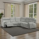 Leo Large Corner Recliner Sofa with Adjustable Headrests in Billy Joe Dove Grey Fabric