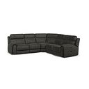 Leo Large Corner Recliner Sofa with Adjustable Headrests in Billy Joe Grey Fabric