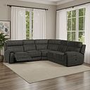 Leo Large Corner Recliner Sofa with Adjustable Headrests in Billy Joe Grey Fabric