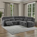Leo Large Corner Recliner Sofa with Adjustable Headrests in Descent Charcoal Fabric