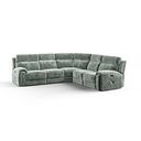 Leo Large Corner Recliner Sofa with Adjustable Headrests in Descent Pewter Fabric