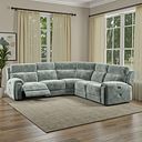 Leo Large Corner Recliner Sofa with Adjustable Headrests in Descent Pewter Fabric