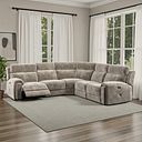 Leo Large Corner Recliner Sofa with Adjustable Headrests in Descent Taupe Fabric