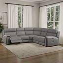Leo Large Corner Recliner Sofa with Adjustable Headrests in Elephant Grey Leather