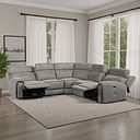 Leo Large Corner Recliner Sofa with Adjustable Headrests in Maldives Dark Grey Fabric