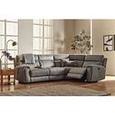 Leo Left Hand Corner Recliner Sofa with Adjustable Headrests in Billy Joe Dove Grey Fabric