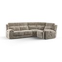 Leo Left Hand Corner Recliner Sofa with Adjustable Headrests in Descent Taupe Fabric