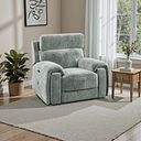 Leo Recliner Armchair with Adjustable Headrest in Descent Pewter Fabric