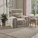 Leo Recliner Armchair with Adjustable Headrest in Descent Taupe Fabric