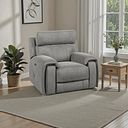 Leo Recliner Armchair with Adjustable Headrest in Maldives Dark Grey Fabric