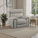 Leo Recliner Armchair with Adjustable Headrest in Taupe Leather