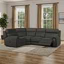 Leo Right Hand Corner Recliner Sofa with Adjustable Headrests in Billy Joe Grey Fabric