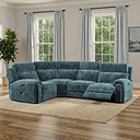 Leo Right Hand Corner Recliner Sofa with Adjustable Headrests in Descent Blue Fabric
