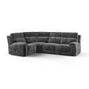 Leo Right Hand Corner Recliner Sofa with Adjustable Headrests in Descent Charcoal Fabric