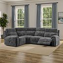 Leo Right Hand Corner Recliner Sofa with Adjustable Headrests in Descent Charcoal Fabric