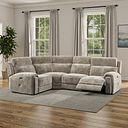 Leo Right Hand Corner Recliner Sofa with Adjustable Headrests in Descent Taupe Fabric