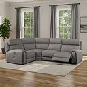 Leo Right Hand Corner Recliner Sofa with Adjustable Headrests in Elephant Grey Leather